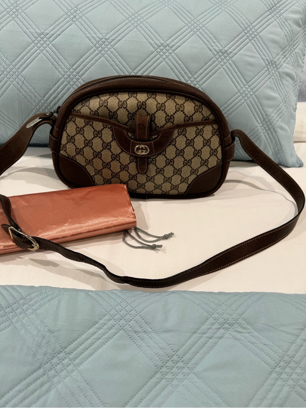 Gucci Brown GG Supreme Canvas Crossbody with Leather Trim